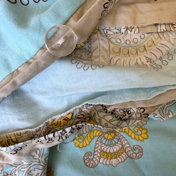 Echo Design Paros 300 Thread Count Cotton 3-piece Duvet Cover Set Teal Yellow - Picture 4 of 9